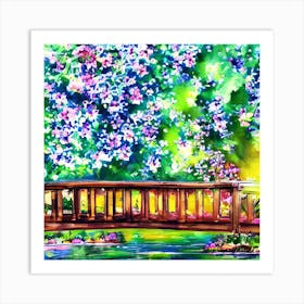 Bridge In Spring Art Print