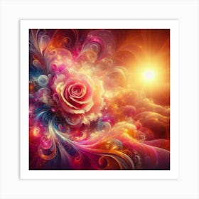 Fractal Rose Art Print