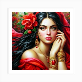 Woman In Red Art Print