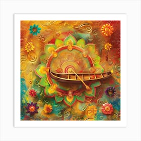 Onam Inspired Banner Texture With Rangoli Design 1718 Art Print