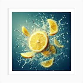 Lemon Slice with Water Splash 2 Art Print