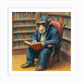 Chimpanzee Reading Braille Poster