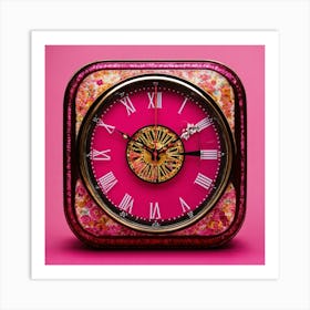 Pink Clock Art Print