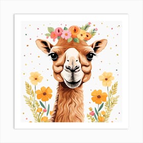 Floral Baby Camel Nursery Illustration (6) Art Print