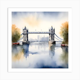 London Bridge in Watercolor Art Print