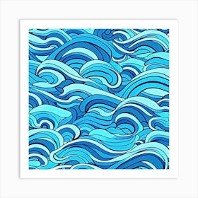 Pattern Ocean Waves Blue Nature Sea Abstract Art Print
