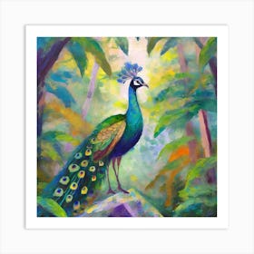 Peacock In The Jungle 2 Art Print