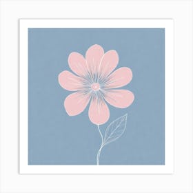 A White And Pink Flower In Minimalist Style Square Composition 654 Art Print