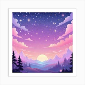 Sky With Twinkling Stars In Pastel Colors Square Composition 121 Art Print