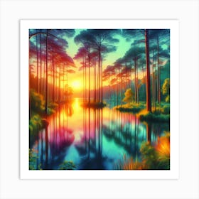 Sunset In The Forest 27 Art Print