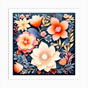 Paper Cut Flowers Art Print