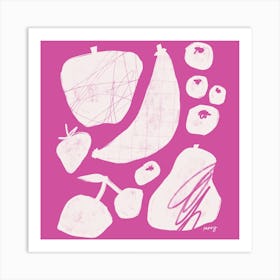 Abstract Fruit Pink Square Art Print