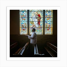 A Depiction Of A Spiritual Resurgence In The Scenery Of A Serene Church Backlit By Sunwashed Stain (1) 2 Art Print