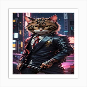 Cat In A Suit Art Print