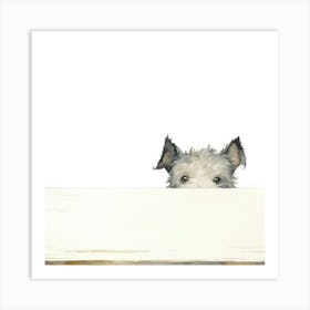 Dog Peeking Over The Table Art Print