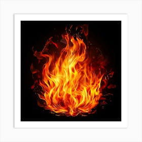 Flames On Black Background 79 Art Print