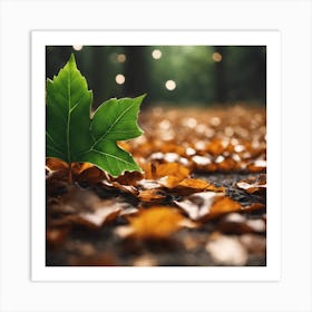 Autumn Leaf In The Forest Art Print