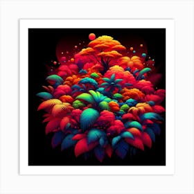 Psychedelic green -colord Forest Art Print