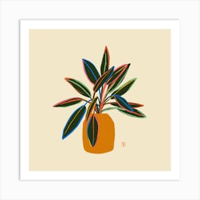 Plant With Colourful Leaves Square Art Print