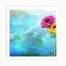 Watercolor Flowers In A Vase Art Print