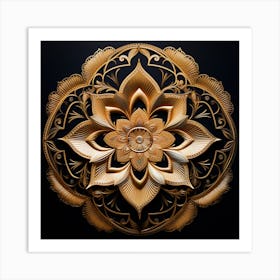 Lotus Flower On Black Background Art Print