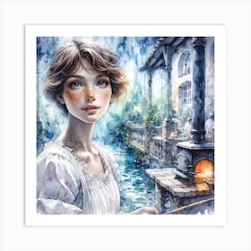 Girl In White Art Print