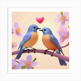 Firefly Two Birds Showing Love Art Print