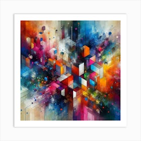 Colorful splashes, Abstract 3 Art Print