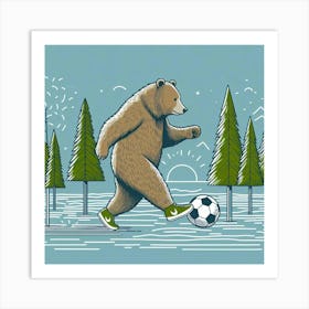 Soccer Bear Wall Art Art Print