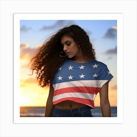 American Flag Crop Top Art Print