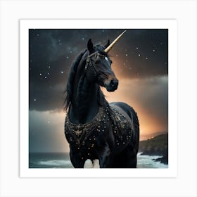 Black Unicorn Art Print