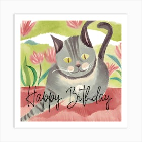 Happy Birthday Cat Art Print