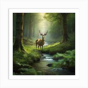 Deer In The Forest 6 Art Print