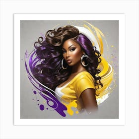 Black Girl With Purple Hair Art Print