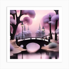 3d Rendering Of A Bridge Landscape Art Print