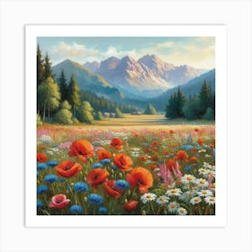 Poppies In The Meadow 4 Art Print