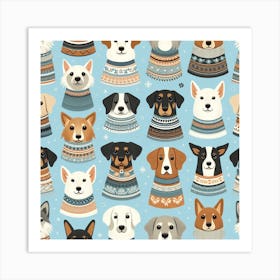 Scandinavian style,Pattern with dogs 1 Art Print