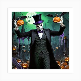 Skellington Halloween Art Print