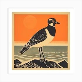 Retro Bird Lithograph Lapwing 3 Art Print