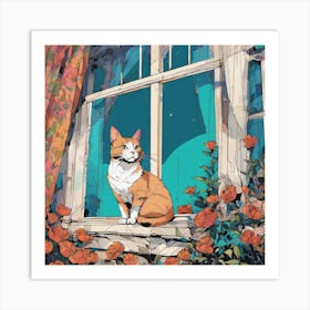 Cat In The Window 5 Art Print