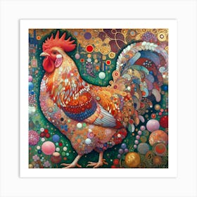 Rooster in the style of collage-inspired 5 Art Print