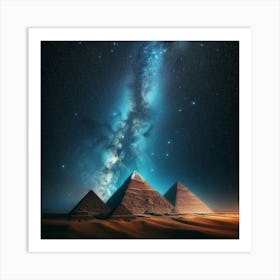 Pyramids And Milky Way Art Print