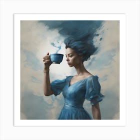 Girl With Blue Hair Art Print