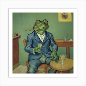 Frog In A Suit Drink Whiskey Art Print