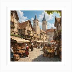 Medieval Market City art print 1 Art Print