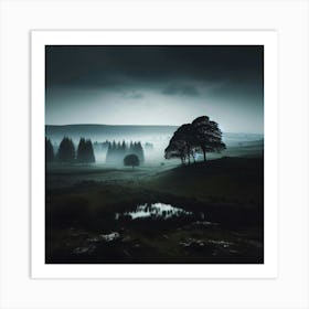 Dark Misty Landscape Art Print