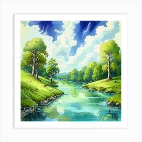 River Landscape Art Print