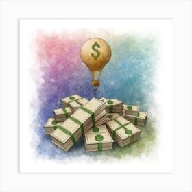 Money Light Bulb Art Print