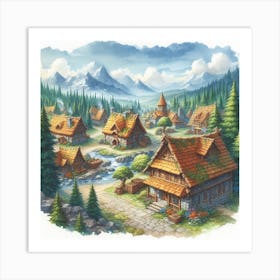 Picturesque Cottage Village 1 Art Print