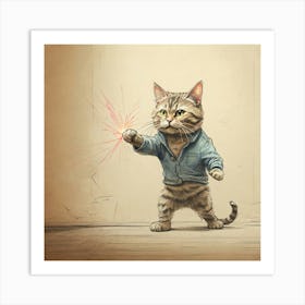 Cat With A Sparkler Art Print